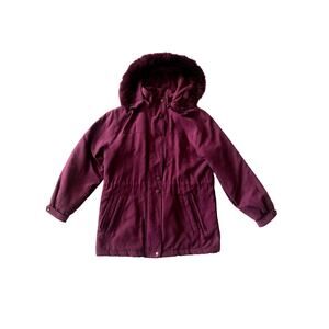 Purple Parka 1 Madison Size Small Violet Faux Suede Coat Fox Tail Trimmed Hood